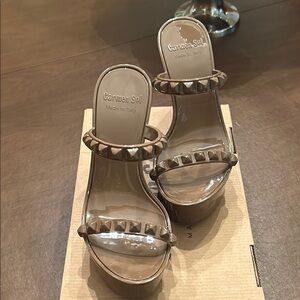 Carmen Sol Studded Sandals in Taupe
